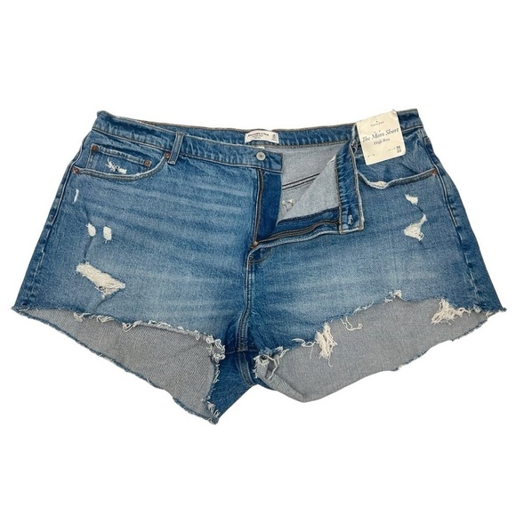 Abercrombie & Fitch Curve Love Mom Short High Rise Med Wash Denim Shorts NWT 36 - Picture 5 of 14